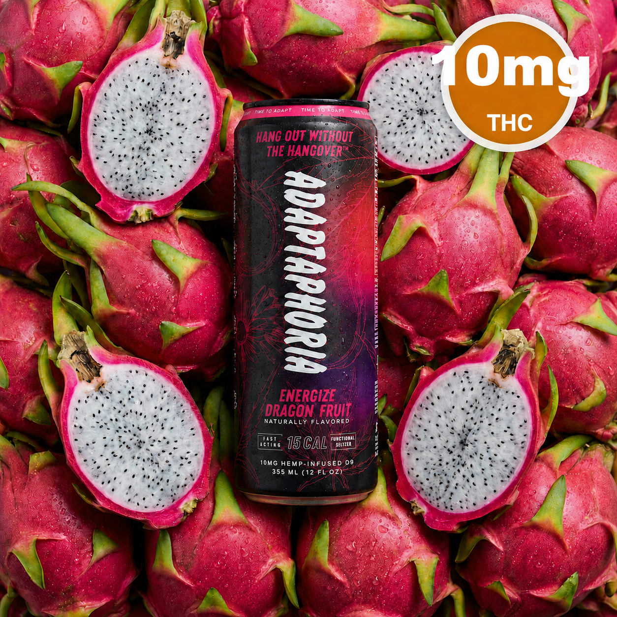 Adaptaphoria Energize Dragon Fruit 10mg functional seltzer can