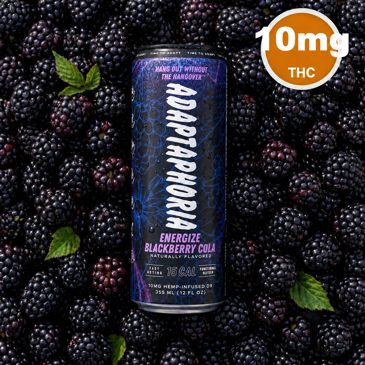 Adaptaphoria Energize Blackberry Cola 10mg functional seltzer can